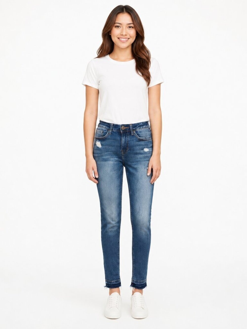 KanCan Estilo Mid-Rise Distressed Skinny Ankle Jeans Size 24 – Frayed Hem